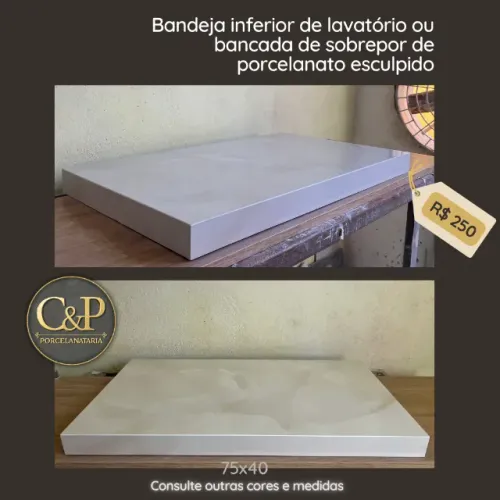 Bandeja inferior de lavatório de porcelanato esculpido ou bancada de sobrepor 