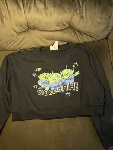 Moletom Cropped Disney Toy Story Aliens Preto