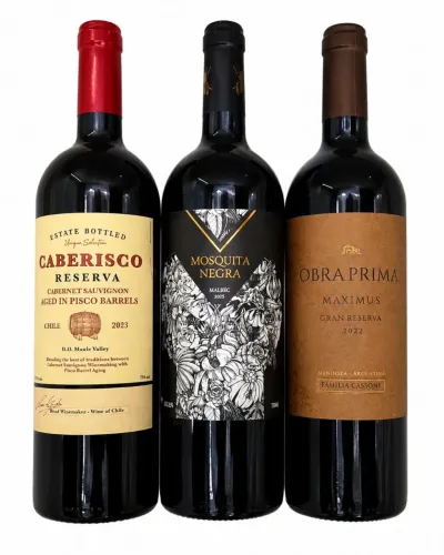 Kit 5 Vinhos Importados - Caberisco, Mosquita Negra e Obra Prima