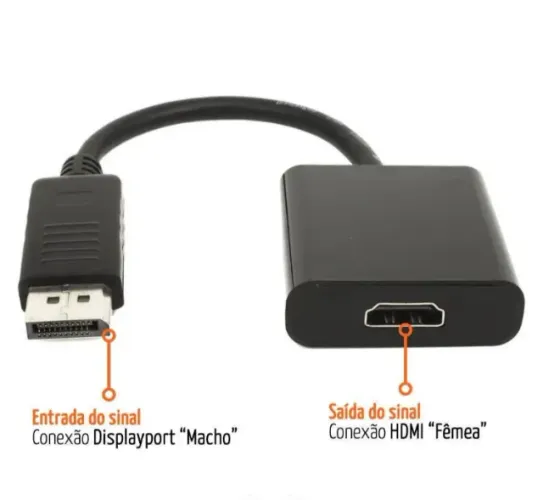 Cabo Adaptador Conversor Displayport Macho Para Hdmi Fêmea-Loja Fs