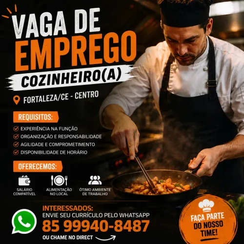 VAGA PARA COZINHEIRO CENTRO FORTALEZA