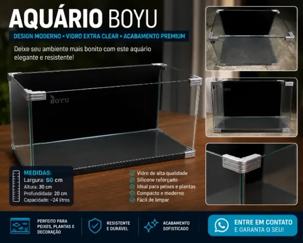 Aquário Boyu com bordas redondas