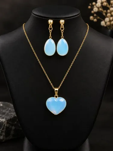 Conjunto feminino Folheado Pedra Natural Pedra da Lua ?