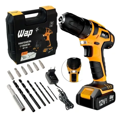 Furadeira e Parafusadeira WAP 12V BPF 12K3 + maleta e acessórios