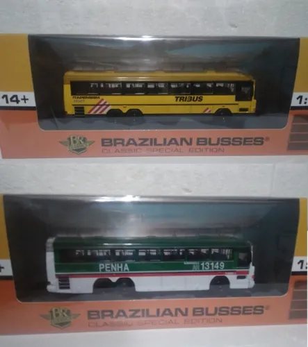 Lote 2 Miniaturas Ônibus Tecnobus Tribus II Itapemirim e Penha 1/72 Ixo