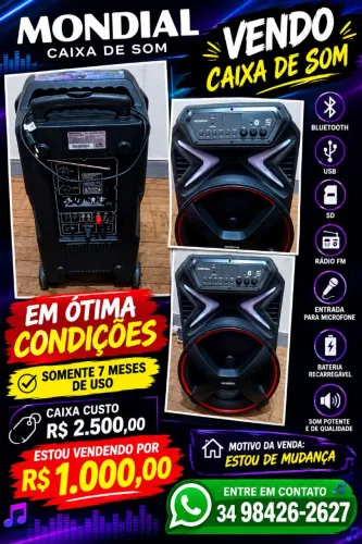 VENDO CAIXA DE SOM MONDIAL EM ÓTIMA CONDIÇÕES
