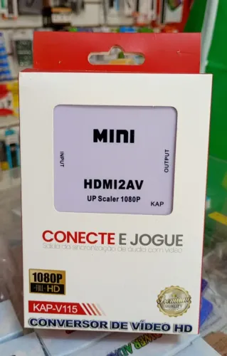 Conversor Mini HDMI para AV RCA TV de Tubo Full HD 1080p - Novo