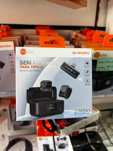 Microfone de Lapela Sem fio Profissional Tipo C para vídeos gravações