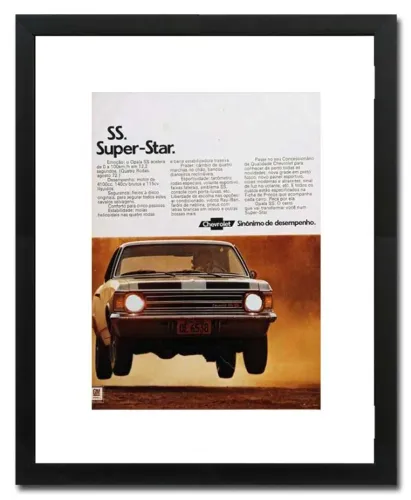 Opala SS Cupê 1972 - Quadro decorativo - propaganda original de revista