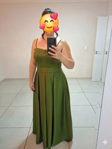 VENDO VESTIDO DE FESTA LONGO VERDE OLIVA, TAM 44