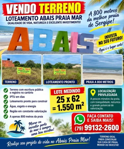 Terreno na praia do abais com escritura
