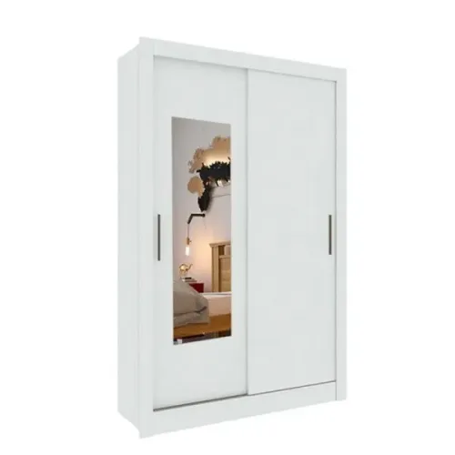 Guarda-Roupa Solteiro com Espelho 2 Portas 2 Gavetas