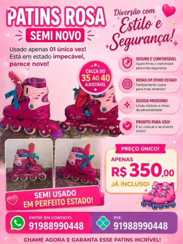 Patins Infantil Rosa