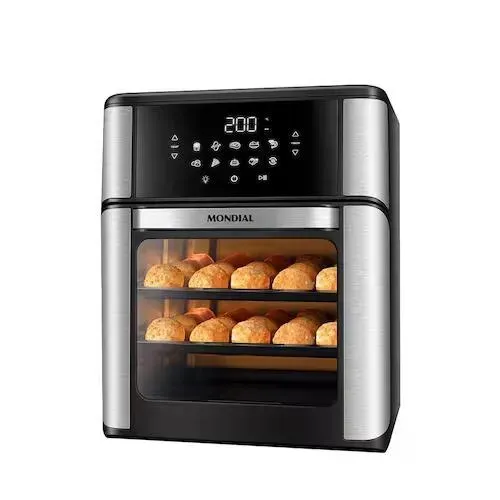 Fritadeira Elétrica Sem Óleo Air Fryer Oven 2 em 1 Mondial AFON-12L-BI 12L Digital - Preta