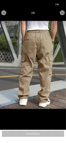 Calça Cargo Masculina Bege Shein - Estilo Streetwear (Nova)