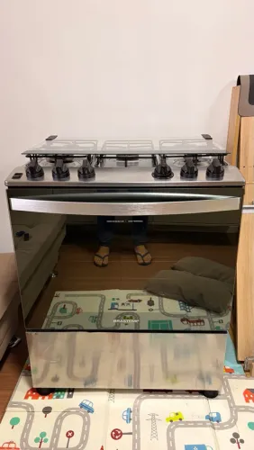 Fogão seminovo Brastemp 5 Bocas Cor Inox com Turbo Chama - BFS5GDR