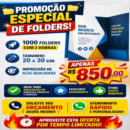 1000 folders 2 dobras ! Promoção por tempo limitado