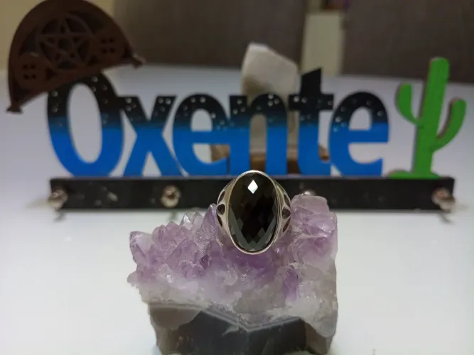 Anel pedra Onix lapidado 925 Unissex 