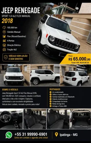 Jeep Renegade Sport 1.8 4X2 Flex 16V Mec. 2018