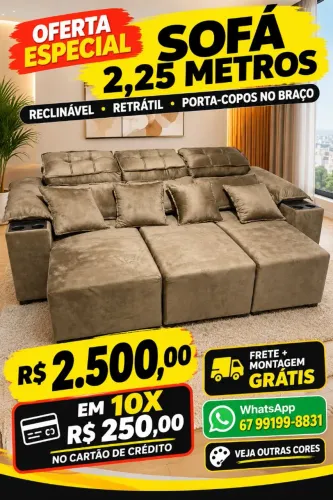 Sofá novo em 10 X $250.00 cartão de crédito reclinável 