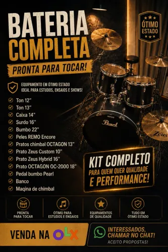 Bateria acústica COMPLETA Pearl