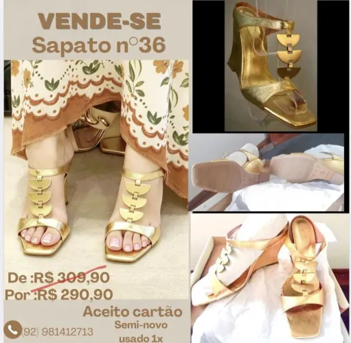 Sapato de salto dourado