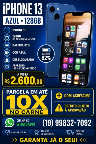 iPhone 13 128gb azul bateria 82%