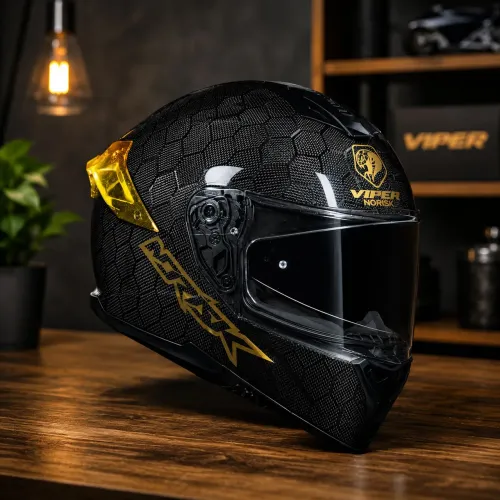 Capacete Norisk Viper Gt Snake Carbon Preto/Dourado