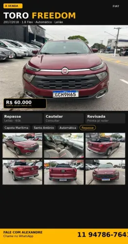 Fiat Toro Freedom 1.8 16V Flex Aut. 2019