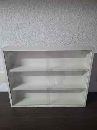 Expositor mdf, 2 portas, 3 prateleiras, tamanho 65 x 50 cm