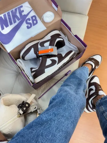 Tênis Nike SB Dunk Low Pro Unissex Premium Castanho/Branco - Disponível 34 AO 43