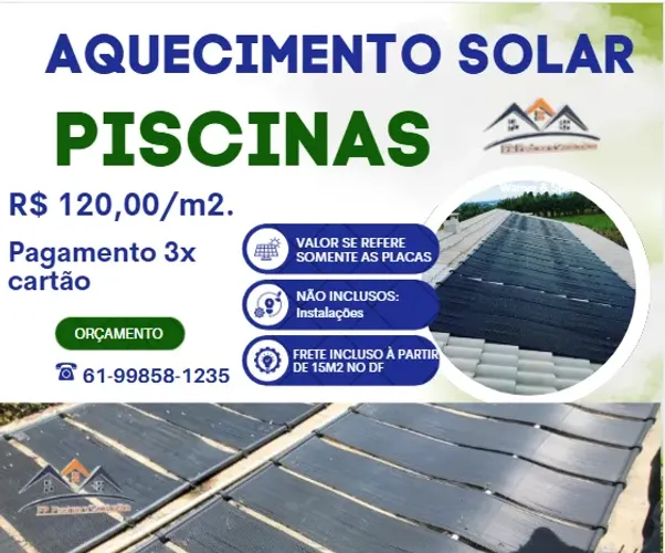 Aquecimento Solar Piscinas (Placas) 6x Cartão. Instalações?? Consulte.