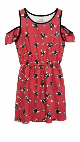 Vestido infantil/juvenil Haim Authoria Rosa escuro Estampa buldoge - tam 16