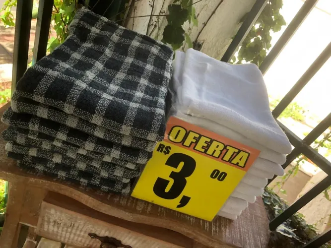 PANO BRANCO E XADREZ PARA LIMPEZA, em algodão 100% por apenas 3 reais cada unidade 