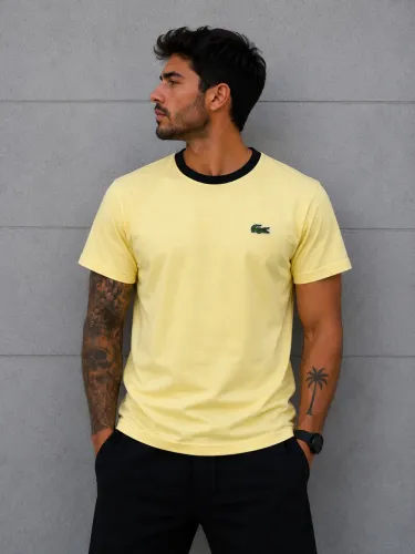 Camiseta Lacoste Amarela - Malha Peruana Casual Premium 30:1