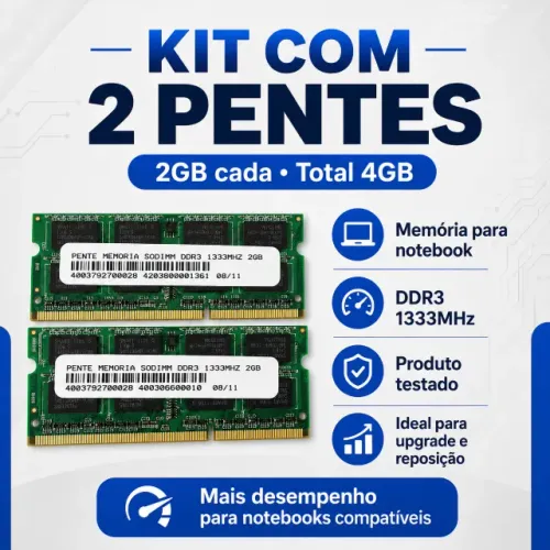 Kit 2 Memórias Notebook Smart Ddr3 2gb 1333mhz 4gb