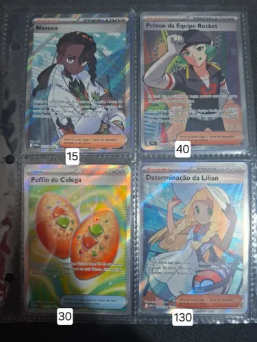 Lote Cartas Pokémon TCG - Originais COPAG - Full Art / Raras Treinadores Lilian