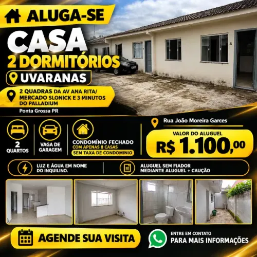 Casa 2 Dmts - Uvaranas a duas quadras Av Ana Rita/Mercado Slonick, 3  minutos do Palladium