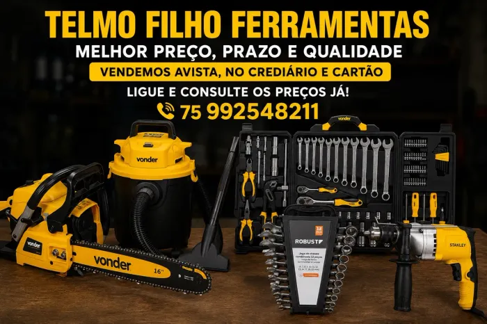 Ferramentas manuais, elétricas e hidráulicas.