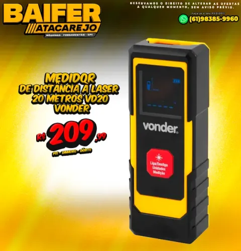 Medidor de Distância à Laser 20 Metros VD20 3820020000 Vonder