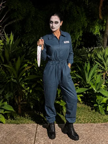 Fantasia Michael Myers Feminina Halloween Completa + Acessórios (Tamanho P)
