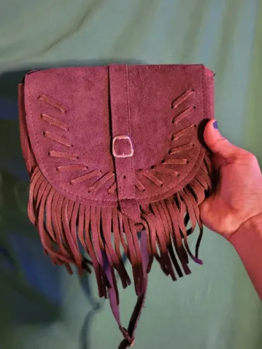 Bolsa marrom com franja