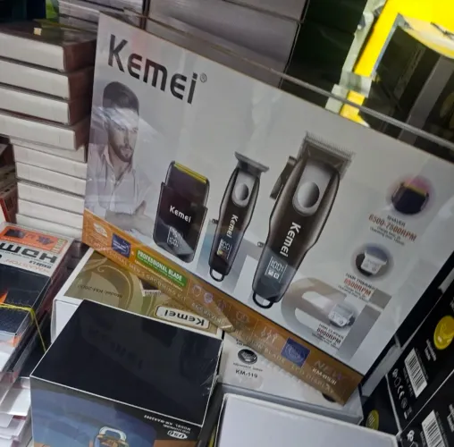 Kit 3 máquina profissional kemei acabamento shave  original sem fio recarregável