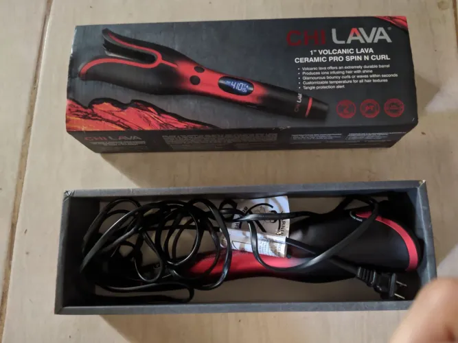 CHI Lava Spin N Curl 1" Ferro de ondulação ajustável com proteção térmica