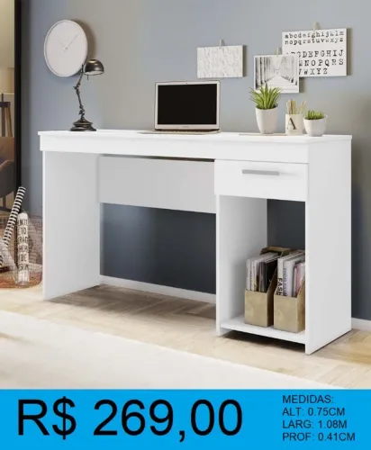 Escrivaninha a pronta entrega larg:1,08 alt:75cm - frete grátis!
