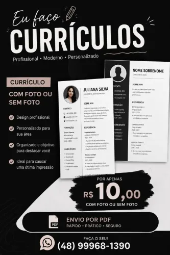 Faço seu curriculo profissional
