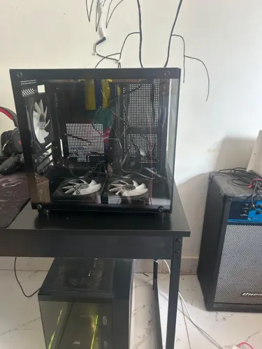 Gabinete gamer hayom aquário com 4 cooler fan led rgb