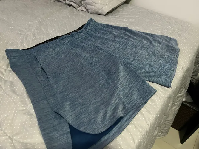 Short Esportivo Masculino Azul Mescla para Treino e Corrida