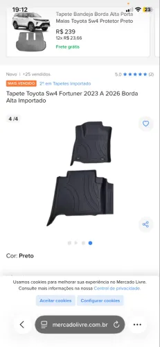 Vendo tapete fortuner para SW4 emborrachado