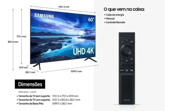 Smart TV 65" UHD Samsung 4k 65AU7700